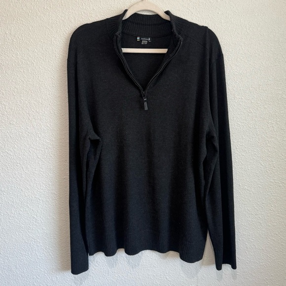 Smartwool Men's XL Sparwood Half Zip Sweater Black Layering Gorpcore Minimal - Picture 1 of 11